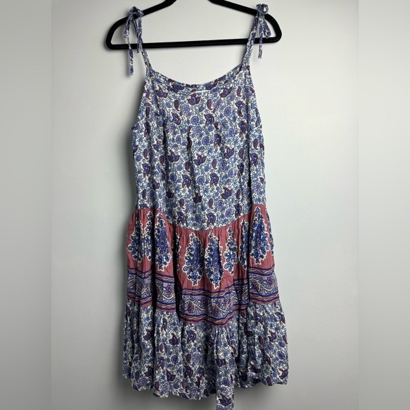 Lucky Brand Mixed print Tie Sleeve Midi Dress size Medium - Picture 7 of 8